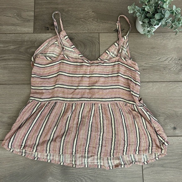 MAHINA Striped Brown Sleeveless Top Adjustable Straps Size Small - Picture 8 of 8